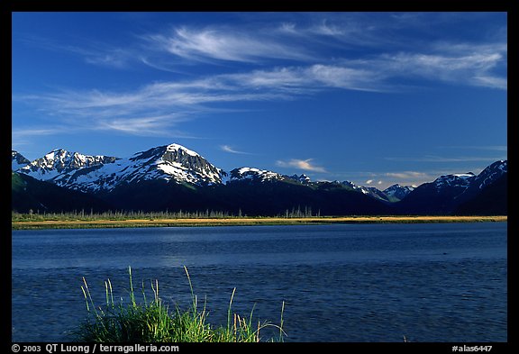 Mountains and Turnagain Arm near Portage. Seward Highway, Kenai Peninsula, Alaska, USA