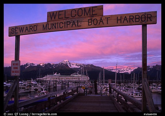 Seward harbor at sunset. Seward, Alaska, USA