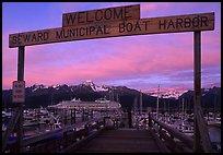 Seward harbor at sunset. Seward, Alaska, USA