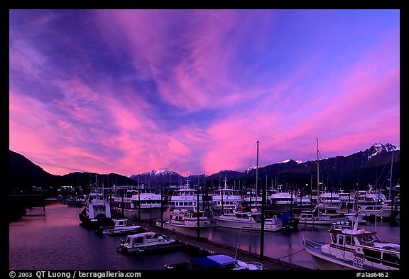 Seward harbor at sunset. Seward, Alaska, USA (color)