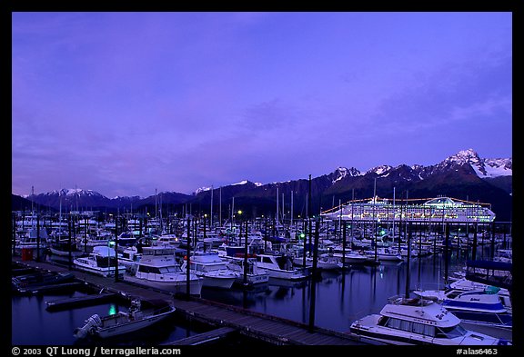 Seward harbor at dusk. Seward, Alaska, USA