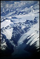 Aerial view of Glaciers and Fjords in Prince William Sound. Prince William Sound, Alaska, USA