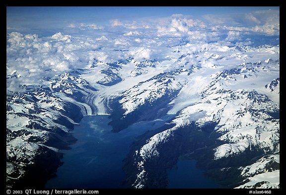 Aerial view of tidewater glaciers in Prince William Sound. Prince William Sound, Alaska, USA (color)