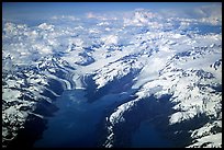 Aerial view of tidewater glaciers in Prince William Sound. Prince William Sound, Alaska, USA (color)