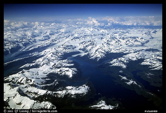Aerial view of Glaciers in Prince William Sound. Prince William Sound, Alaska, USA (color)