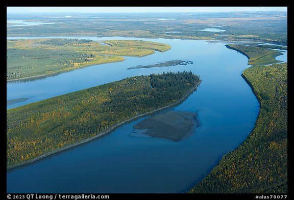 Aerial view of Yukon River. Alaska, USA (color)