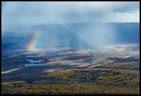 Aerial view of forest, lakes, and rainbow. Alaska, USA ( color)