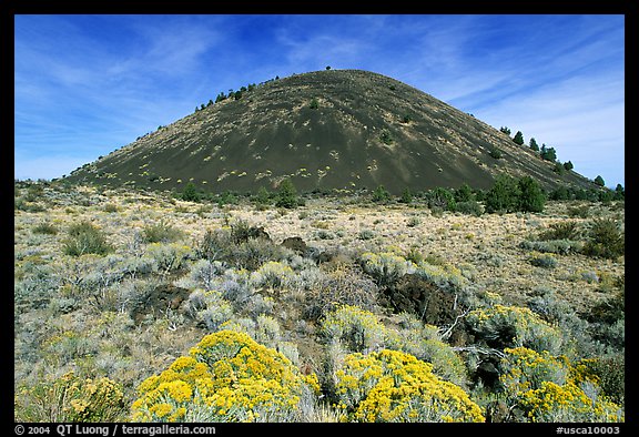 Cinder cone and sage,  Lava Beds National Monument. Lava Beds National Monument, California, USA