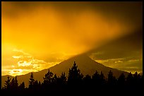 Last sun rays over  Mount Shasta. California, USA (color)