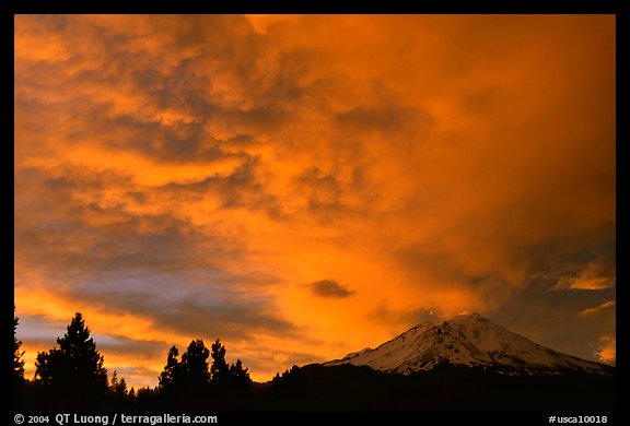 Clouds over Mt Shasta at sunset. California, USA (color)