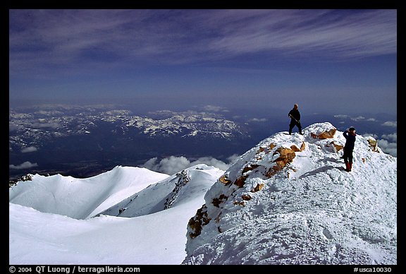 Mountaineers on the summit of Mt Shasta. California, USA (color)