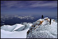 Mountaineers on the summit of Mt Shasta. California, USA