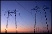 High tension power lines at sunset. California, USA ( color)