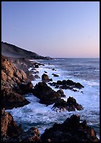 Surf and rocks at sunset, Garapata State Park. Big Sur, California, USA