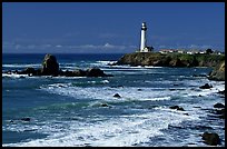 Pigeon Point Lighthouse and waves, morning. San Mateo County, California, USA