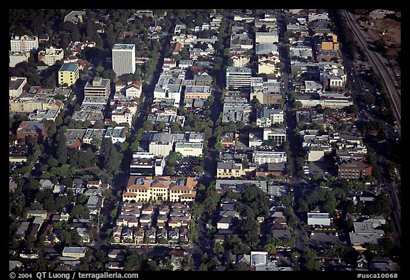 Aerial view of downtown. Palo Alto,  California, USA (color)