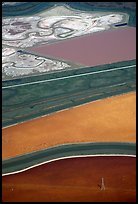 Aerial view of marsh patches in the South Bay. Redwood City,  California, USA (color)