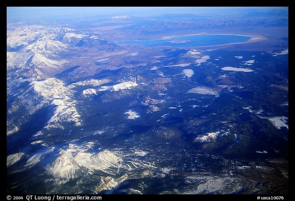 Aerial view of the Sierra Nevada and Mono Lake. California, USA