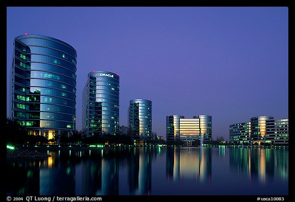 Oracle Headquarters at dusk. Redwood City,  California, USA