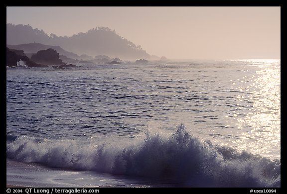 Surf on late afternoon. Carmel-by-the-Sea, California, USA