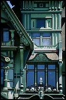 Detail of the Carson Mansion facade. California, USA (color)