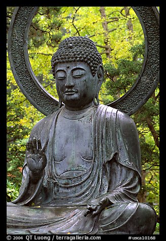 Buddha statue in Japanese Garden. San Francisco, California, USA (color)