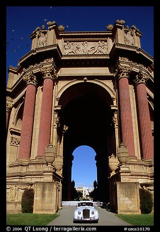 White Rolls-Royce at the Rotunda of the Palace of Fine Arts. San Francisco, California, USA