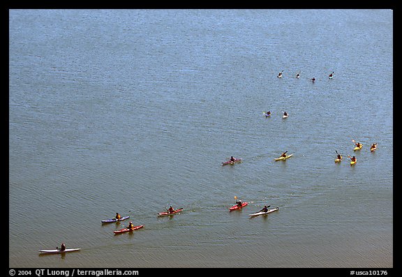 Sea Kayakers, Pilar Point Harbor. Half Moon Bay, California, USA (color)