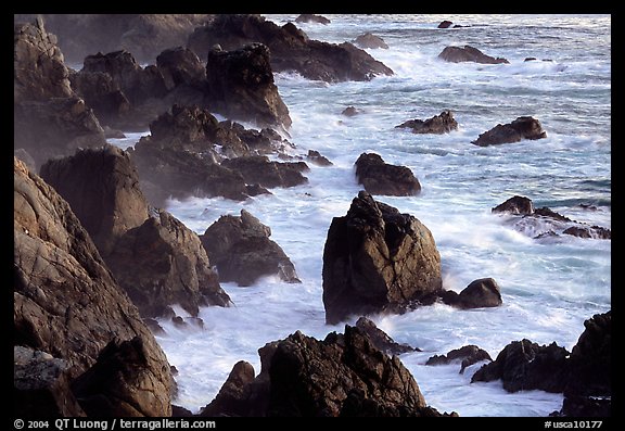 Pointed rocks and surf, Garapata State Park. Big Sur, California, USA (color)