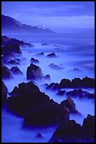 Rocks and surf at Blue hour, dusk, Garapata State Park. Big Sur, California, USA ( color)
