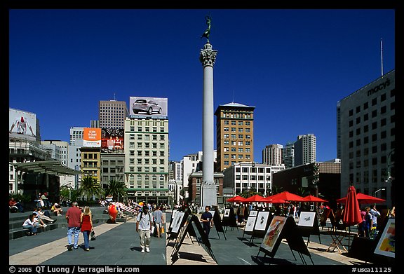 Art exhibition on Union Square, afternoon. San Francisco, California, USA (color)