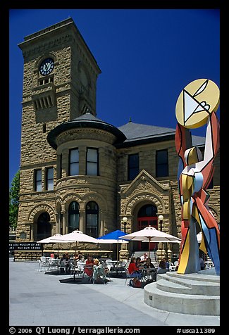 San Jose Museum of Art, old wing and cafe. San Jose, California, USA (color)