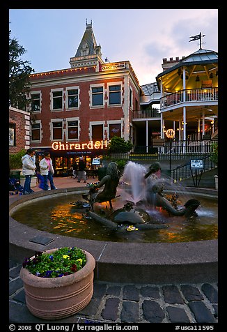 Fountain at dusk, Ghirardelli Square. San Francisco, California, USA