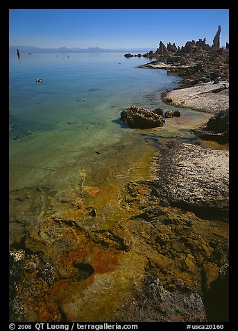 Colorful shore and tufa, mid-day. Mono Lake, California, USA (color)