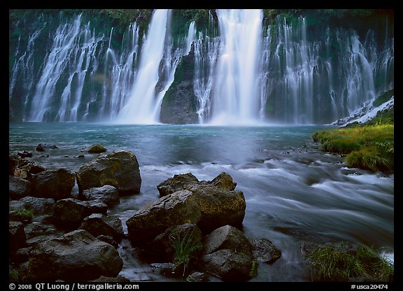 Wide waterfall over basalt, Burney Falls State Park. California, USA (color)