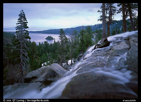 Eagle Falls on a cloudy day, Emerald Bay, California. USA