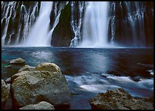 Boulders and waterfall, Burney Falls State Park. California, USA (color)