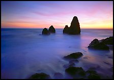 Seastacks and rocks, sunset, Rodeo Beach. California, USA ( color)