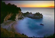 Mc Way Cove and waterfall at sunset. Big Sur, California, USA