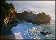 Mc Way Cove and waterfall, late afternoon. Big Sur, California, USA