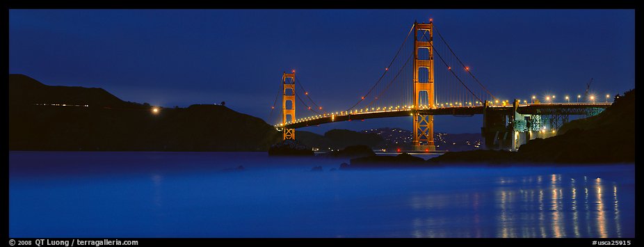 Golden Gate Bridge, blue hour. San Francisco, California, USA (color)