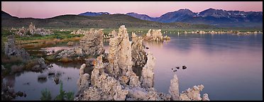 Mono Lake Tufa and Sierra Nevada at dawn. Mono Lake, California, USA (Panoramic color)