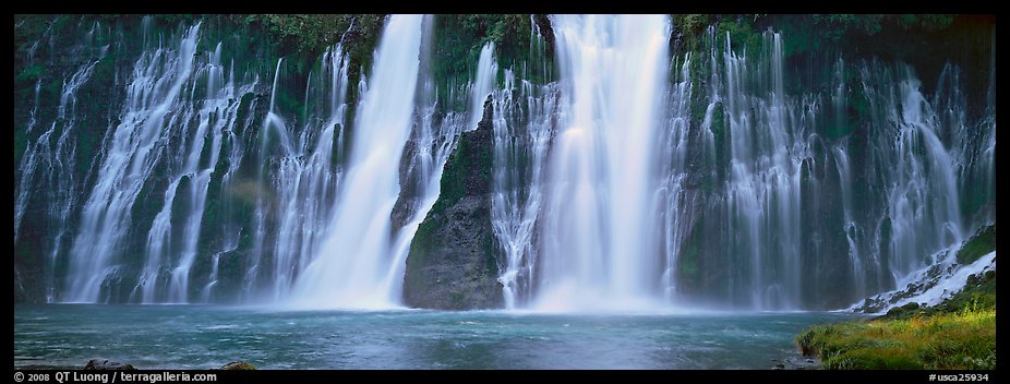 Wide waterfall, Burney Falls State Park. California, USA (color)