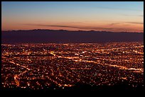 Lights of Silicon Valley at dusk. San Jose, California, USA (color)