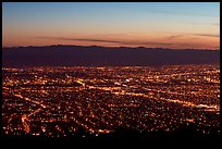 Lights of Silicon Valley at dusk. San Jose, California, USA