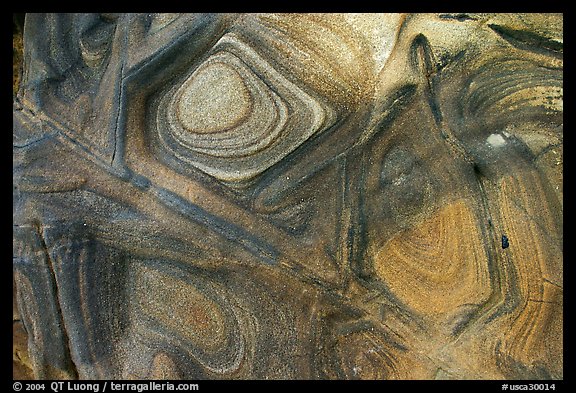 Paleocene Rock patterns, Weston Beach. Point Lobos State Preserve, California, USA (color)