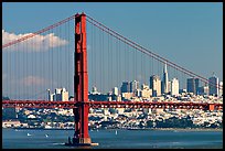 Golden Gate Bridge with city skyline, afternoon. San Francisco, California, USA