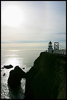Point Bonita Lighthouse and sun, afternoon. California, USA ( color)