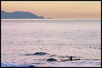 Sea kayaker, Rodeo Beach, sunset. California, USA ( color)