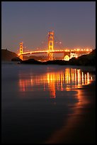 Golden Gate bridge at night from Baker Beach. San Francisco, California, USA ( color)